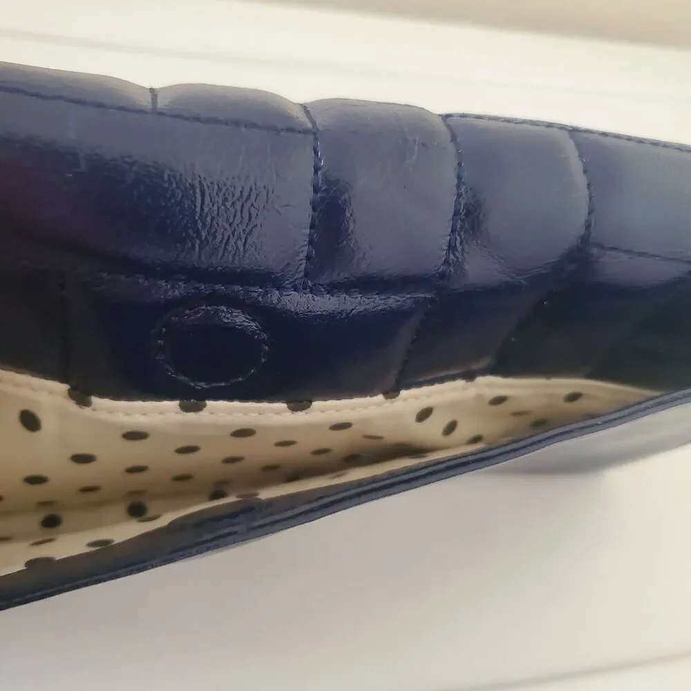 Hobo International Navy Blue Patent Leather Quilted Clutch Wallet Wristlet Organ